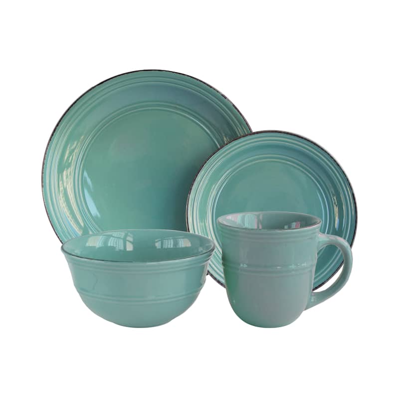 American Atelier Madelyn Aqua-blue Earthenware 16-piece Dinnerware Set
