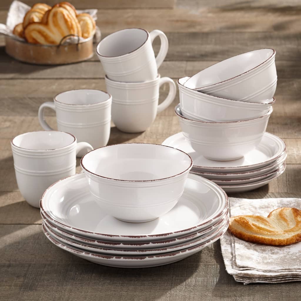 American Atelier Madelyn White Earthenware 16-piece Dinnerware Set