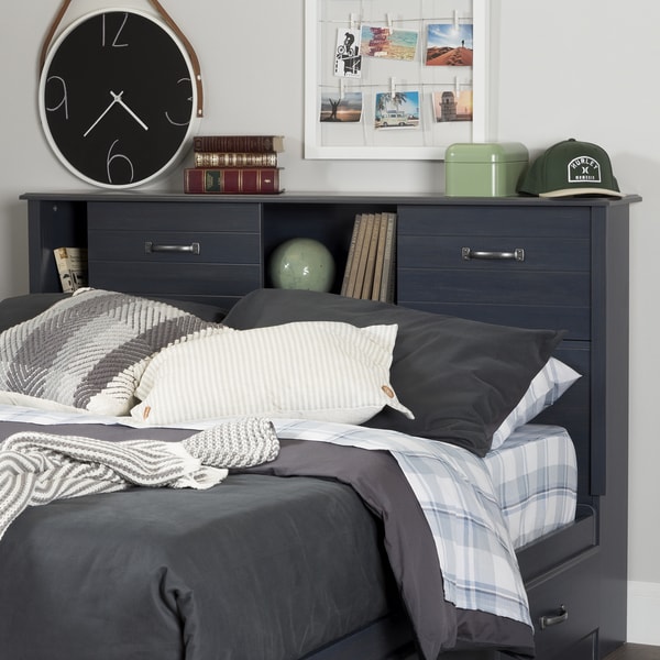 South Shore Furniture Ulysses Blue Finish Laminate Full Bookcase Headboard