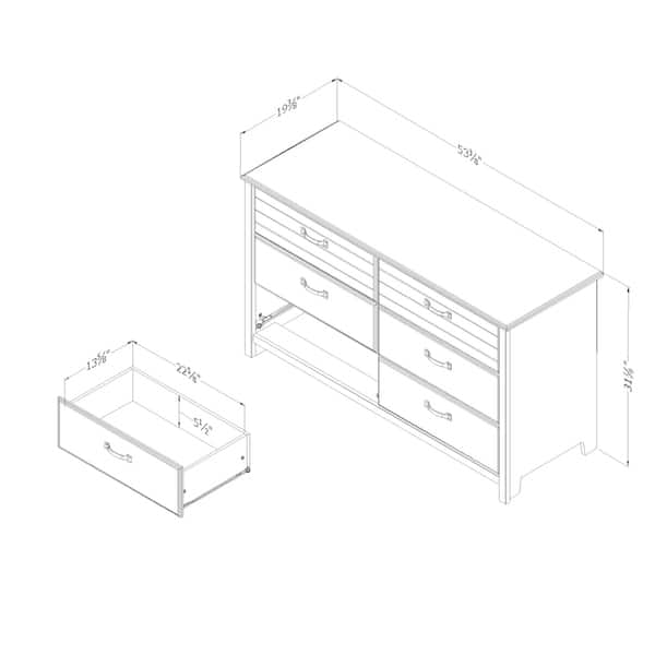 dimension image slide 0 of 3, South Shore Ulysses 6-Drawer Double Dresser
