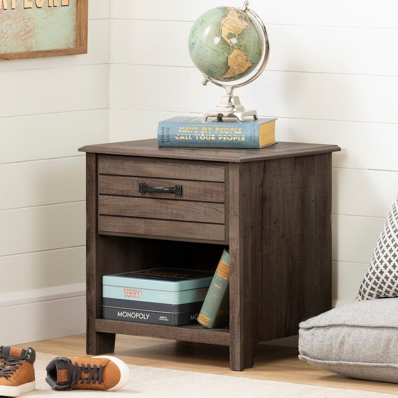 South Shore Ulysses 1-Drawer Nightstand - Brown