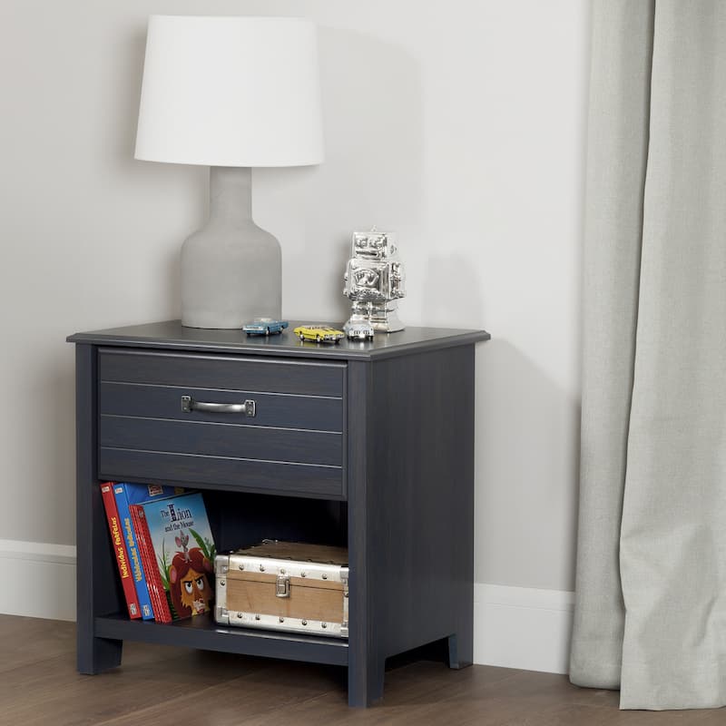 South Shore Ulysses 1-Drawer Nightstand - Blue