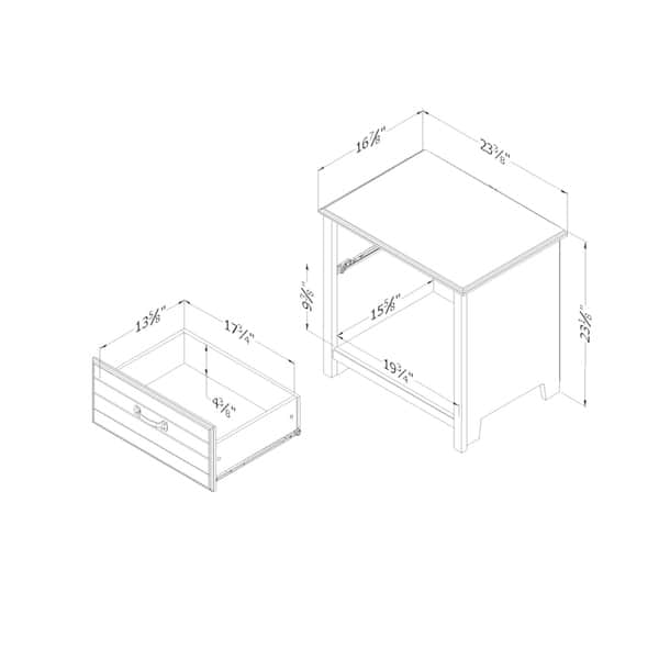 dimension image slide 2 of 3, South Shore Ulysses 1-Drawer Nightstand