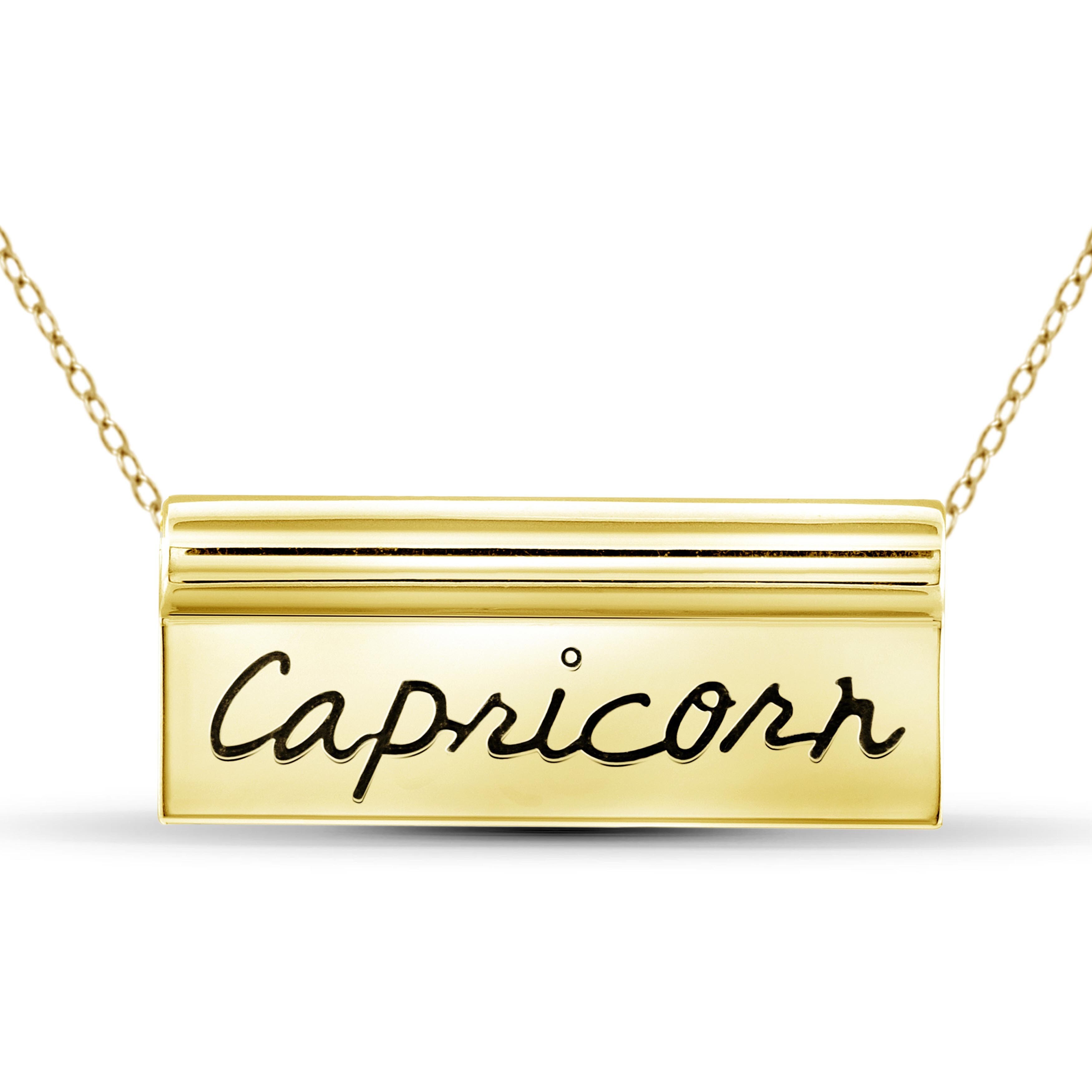 Jewelonfire Capricorn Sterling Silver Engraved Name Plate Necklace