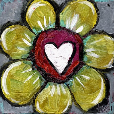 Marmont Hill 'Big Heart Flower' Painting Print on Wrapped Canvas - Multi-Color