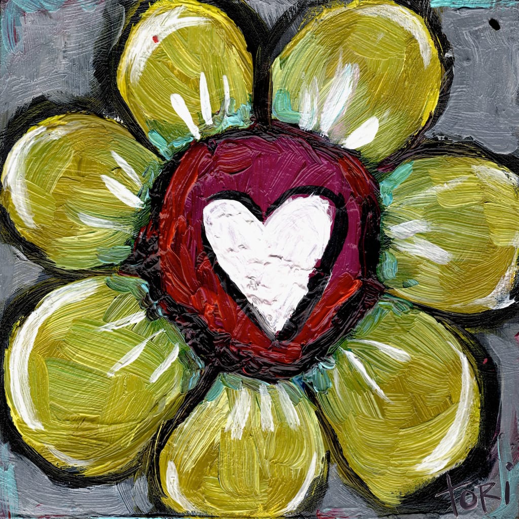 Marmont Hill 'Big Heart Flower' Painting Print on Wrapped Canvas - Multi-Color