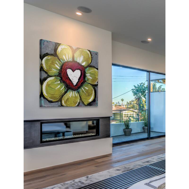 Marmont Hill 'Big Heart Flower' Painting Print on Wrapped Canvas - Multi-Color