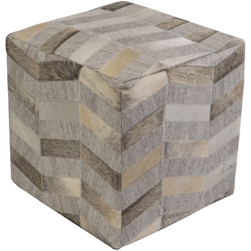 Cassadee Viscose/Hair On Hide Square Pouf