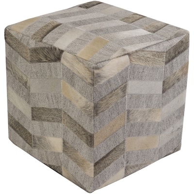 Cassadee Viscose/Hair On Hide Square Pouf