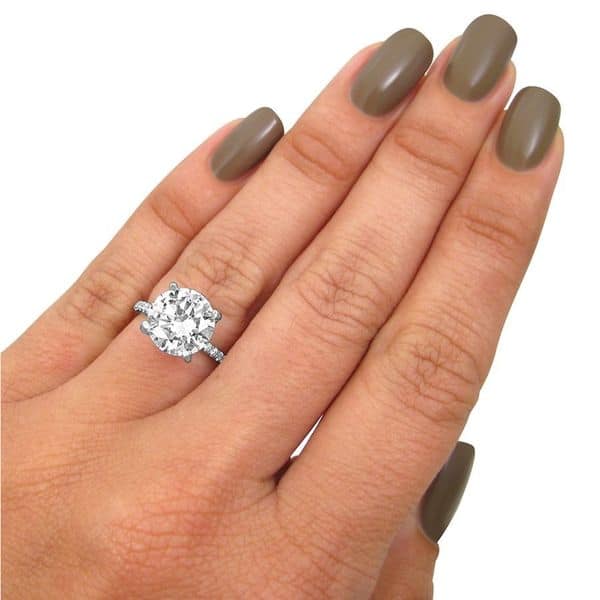 Moissanite Halo Diamond Ring (1/6 cttw.) with Tiara Diamond Ring (1/10  cttw.) in 18K White Gold
