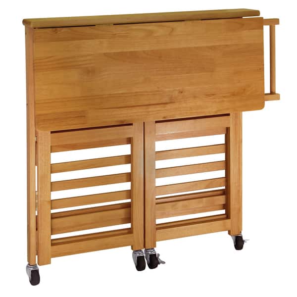 Shop Winsome Wooden Space Saving Foldable Kitchen Cart With