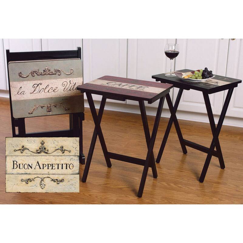 TV Tray Tables with Stand (Set of 4)