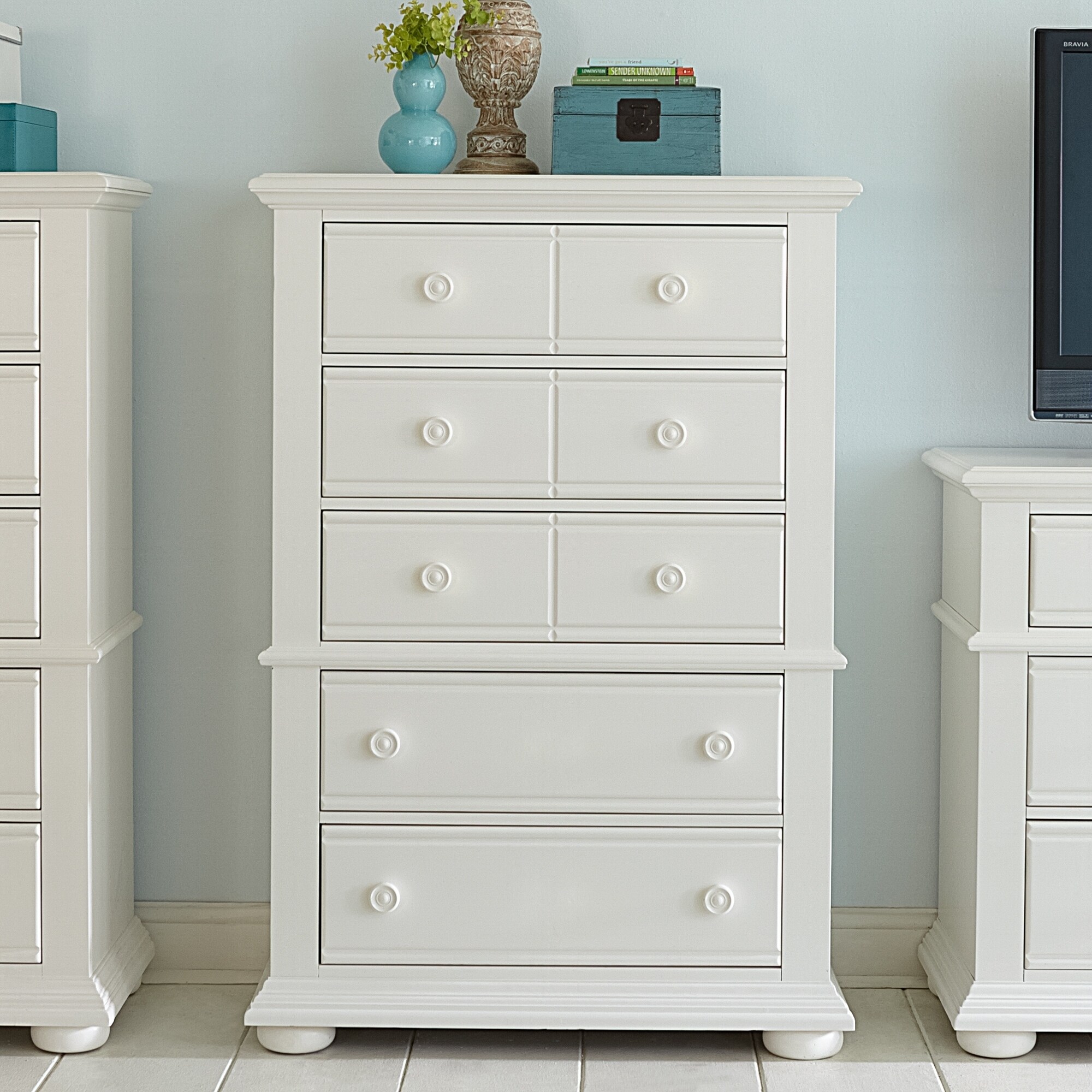 Shop Summer House Oyster White Cottage 5 Drawer Chest On Sale