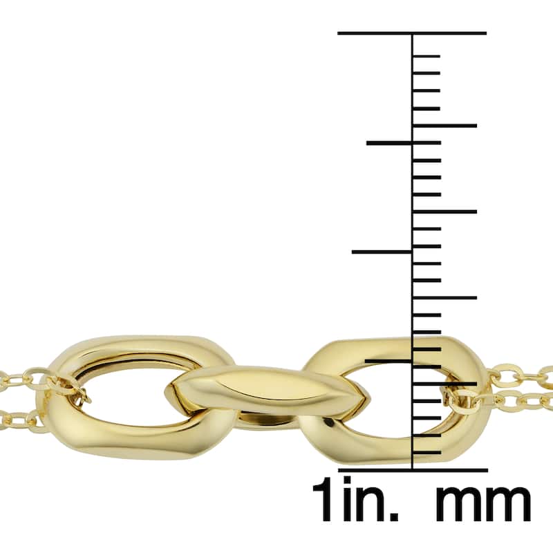 Fremada Italian 14k Yellow Gold Oval Links and Double Strand Forzatina Bracelet (7.5 inches)