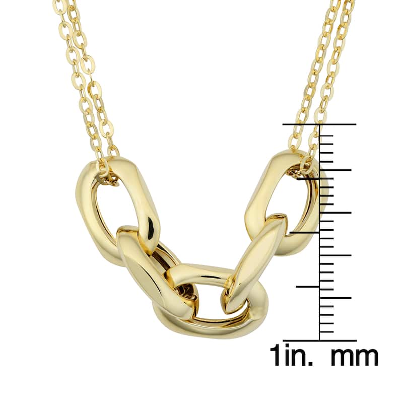 Fremada Italian 14k Yellow Gold Oval Links and Double Strand Forzatina Chain Necklace (18 inches)