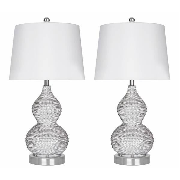 Abbyson Living Beaded Table Lamp in Silver (Set of 2) (As Is Item