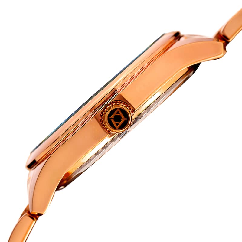 Akribos XXIV Men's Quartz Date Rose-Tone Stainless Steel Bracelet Watch