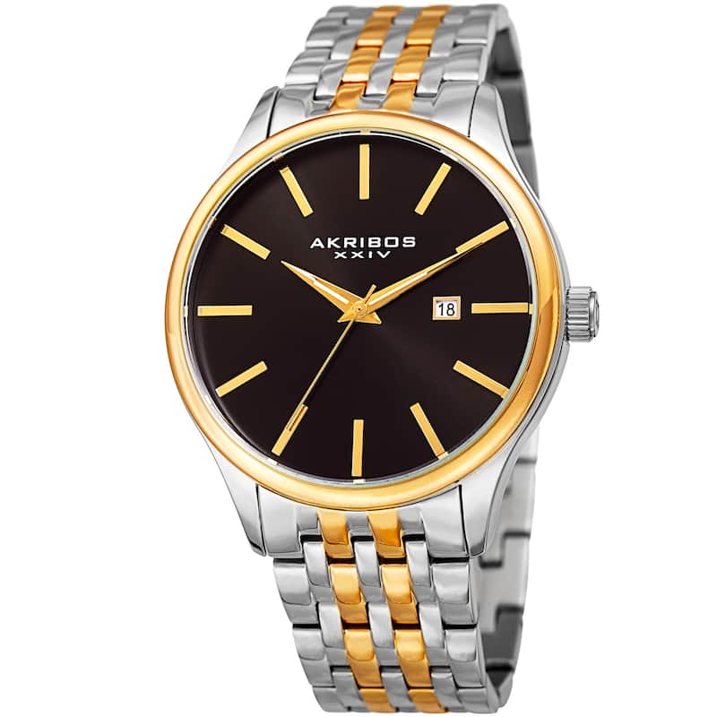 Akribos XXIV Men's Quartz Date Two-Tone Stainless Steel Bracelet Watch