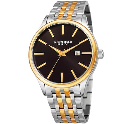 Akribos XXIV Men's Quartz Date Two-Tone Stainless Steel Bracelet Watch