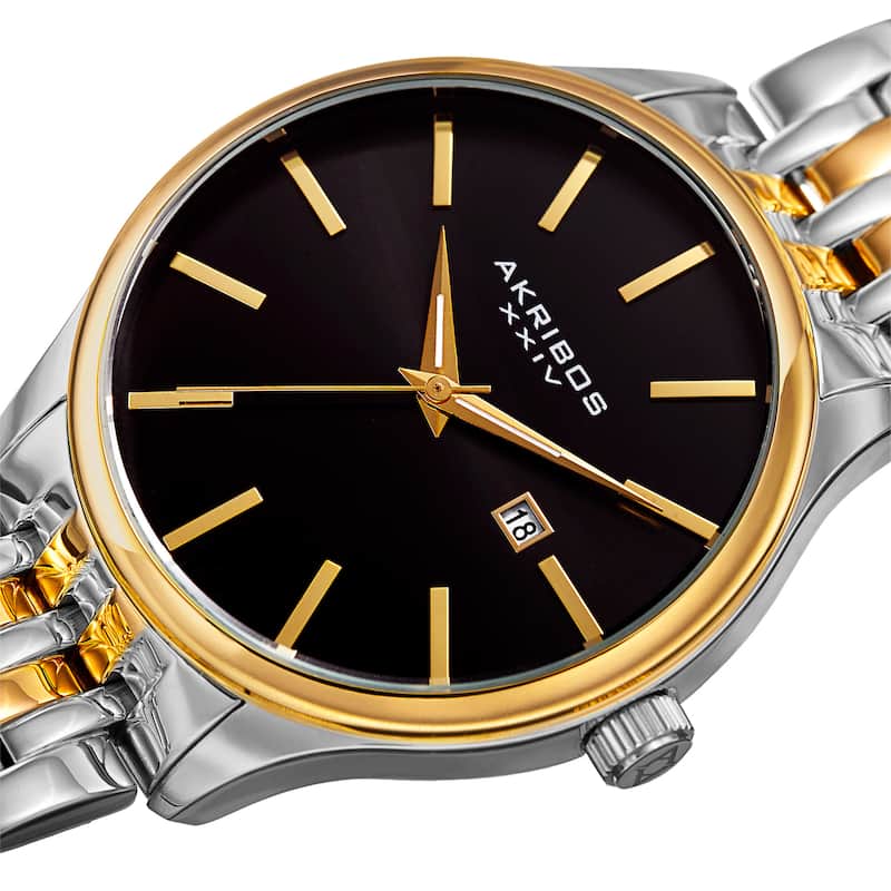 Akribos XXIV Men's Quartz Date Two-Tone Stainless Steel Bracelet Watch