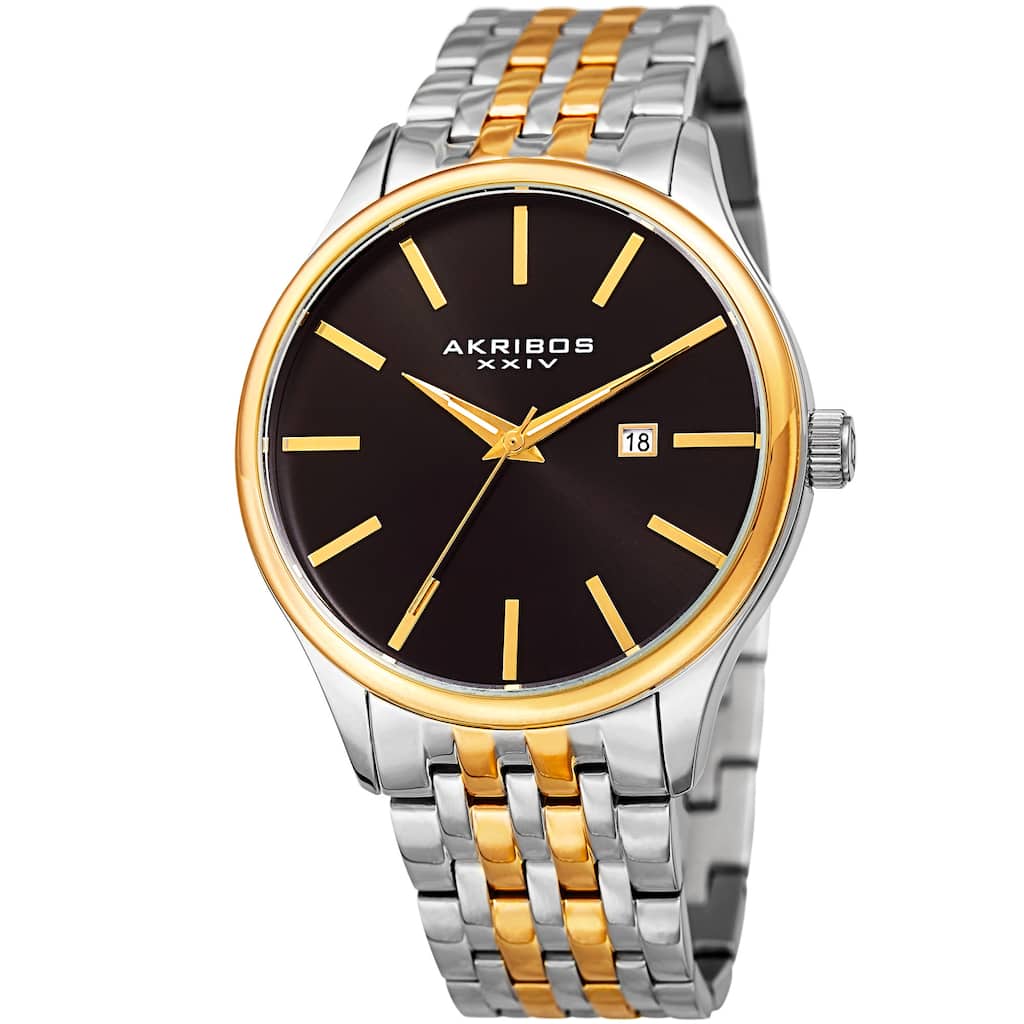 Akribos XXIV Men's Quartz Date Two-Tone Stainless Steel Bracelet Watch
