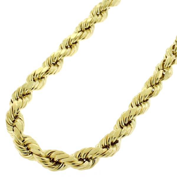 Shop Authentic 14k Yellow Gold 6mm Solid Rope Diamond-Cut Braided Twist Necklace Chain 26&quot; - 32 ...