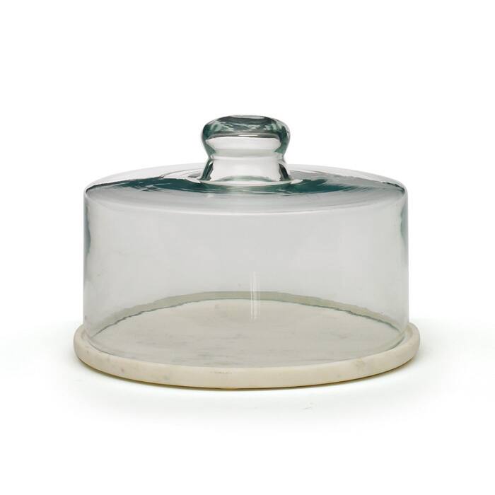 Off-White and Clear Dome Glass Serving Tray