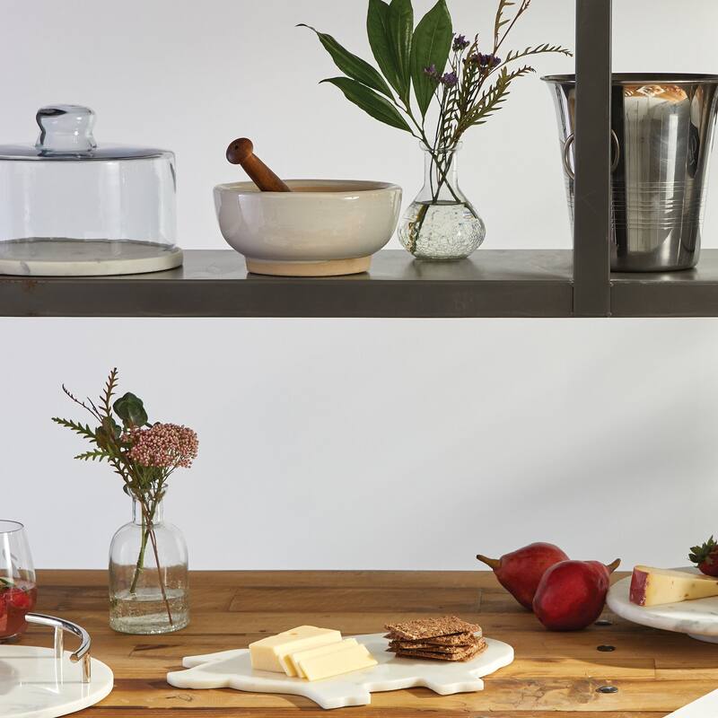 Off-White and Clear Dome Glass Serving Tray