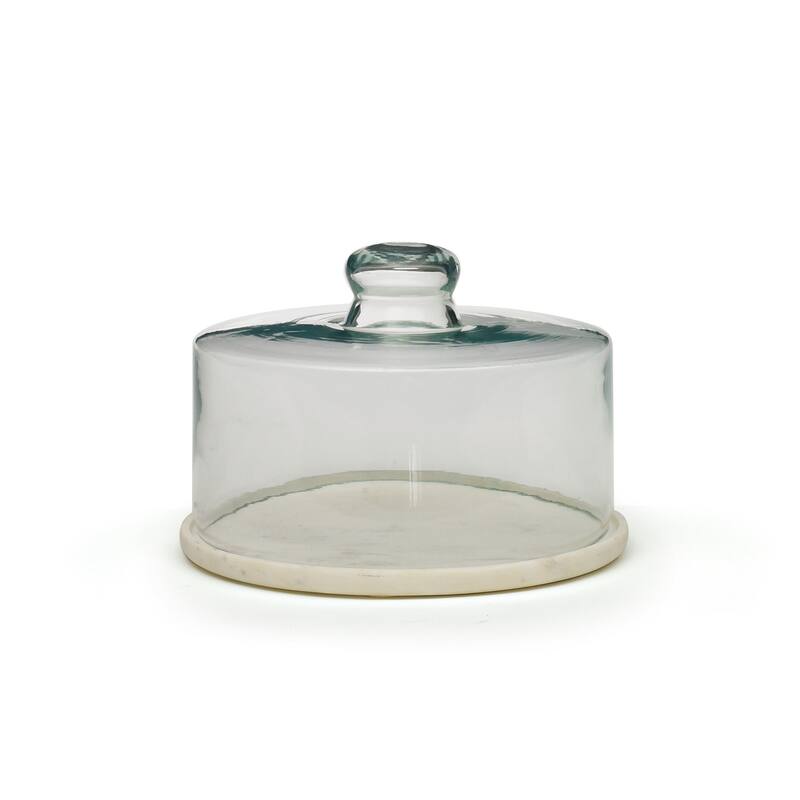 Off-White and Clear Dome Glass Serving Tray