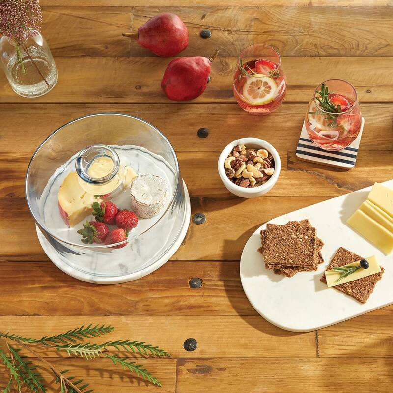 Off-White and Clear Dome Glass Serving Tray
