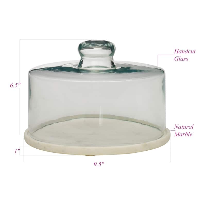 Off-White and Clear Dome Glass Serving Tray