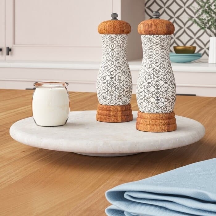 Neutral White Round Marble Lazy Susan