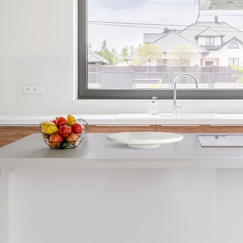 Neutral White Round Marble Lazy Susan