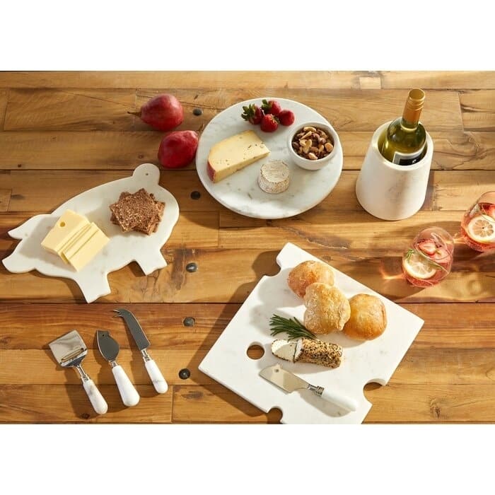 Neutral White Round Marble Lazy Susan