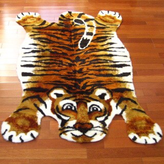 Tiger Orange/Black/White Polyester/Acrylic Playmat Rug (2'3 x 3'7) - 2'3" x 3'7"