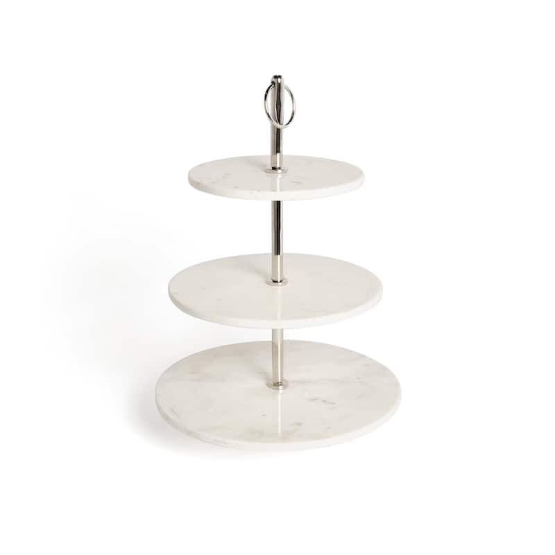 Natural Round Stoneware Tiered Stand
