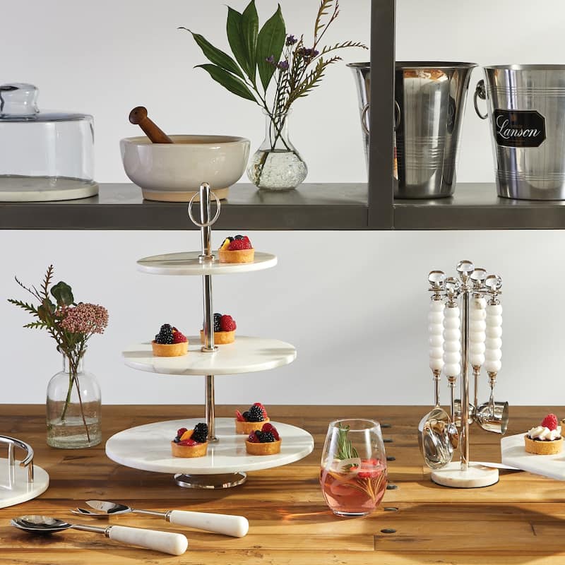 Natural Round Stoneware Tiered Stand