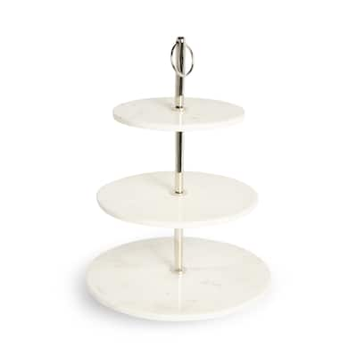 Natural Round Stoneware Tiered Stand