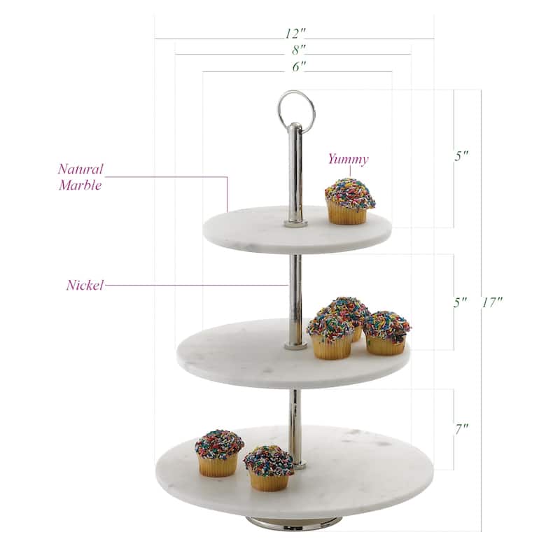 Natural Round Stoneware Tiered Stand