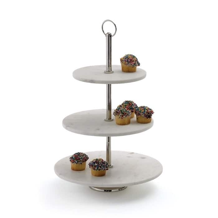 Natural Round Stoneware Tiered Stand