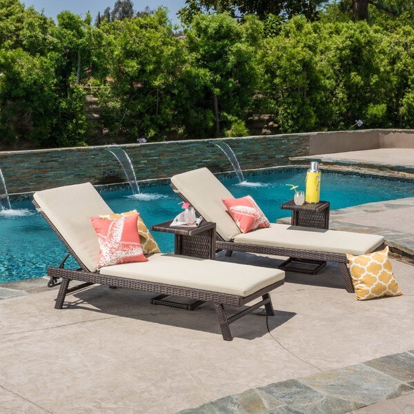 Waveland Outdoor 4-piece Wicker Adjustable Chaise Lounge Set with