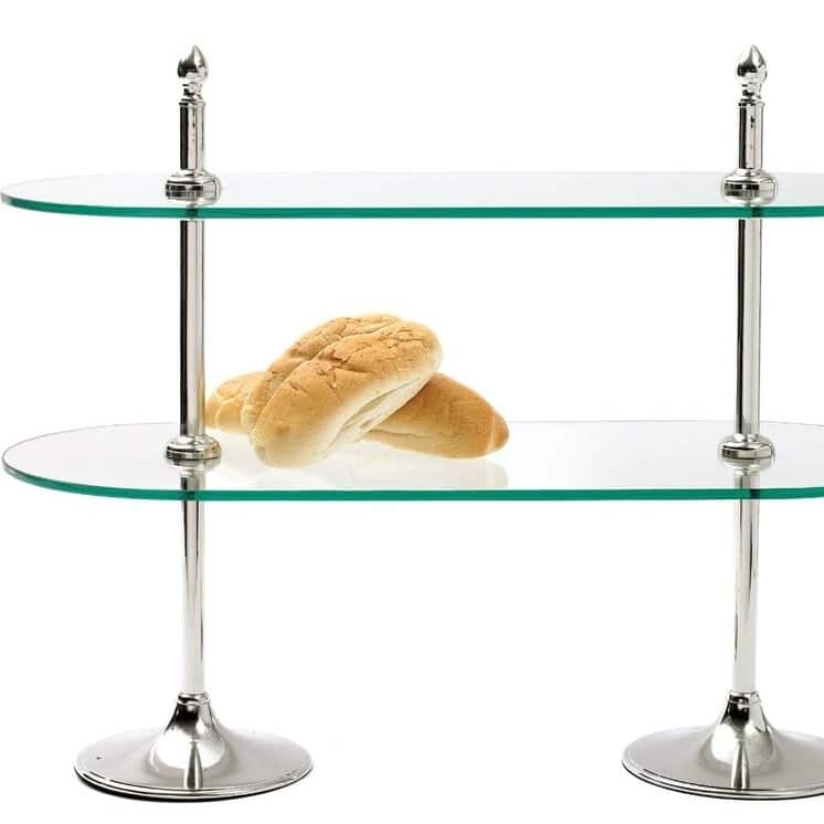 Polished Nickel and Clear Tiered Stand