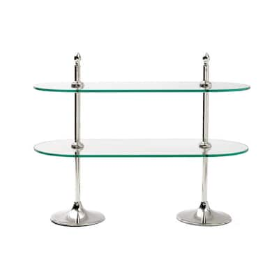 Polished Nickel and Clear Tiered Stand