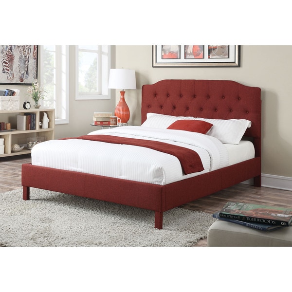 Clive Red Linen King Bed