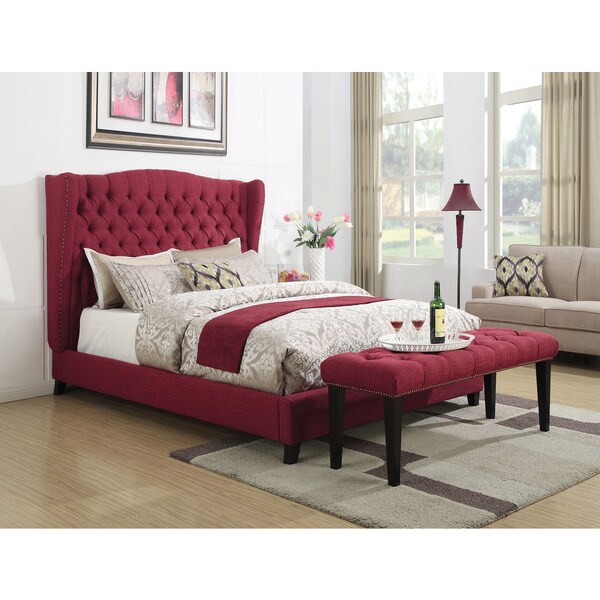 Faye Red Linen King Bed