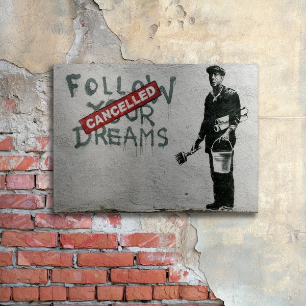 Banksy 'Cancelled Dreams' Floating Brushed Aluminum Art - Bed Bath ...