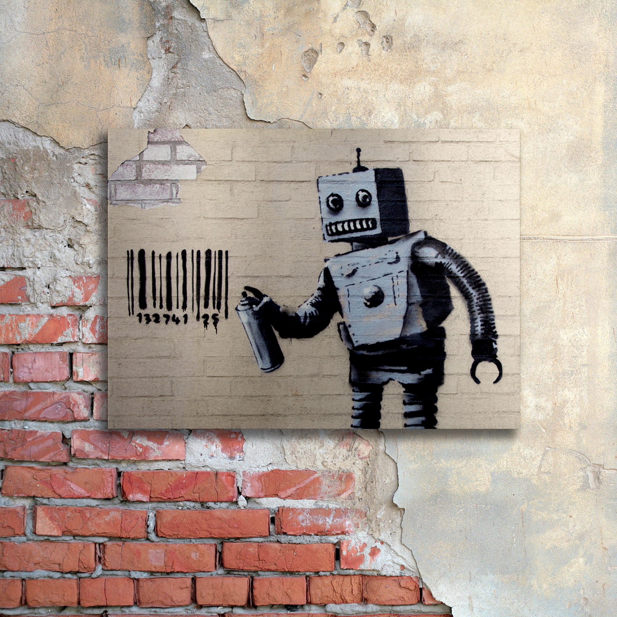 Banksy 'Robot' Floating Brushed Aluminum Art - Bed Bath & Beyond