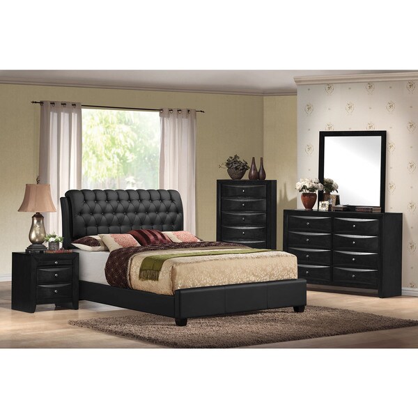 Shop Ireland II Black Faux-leather Upholstered Button ...