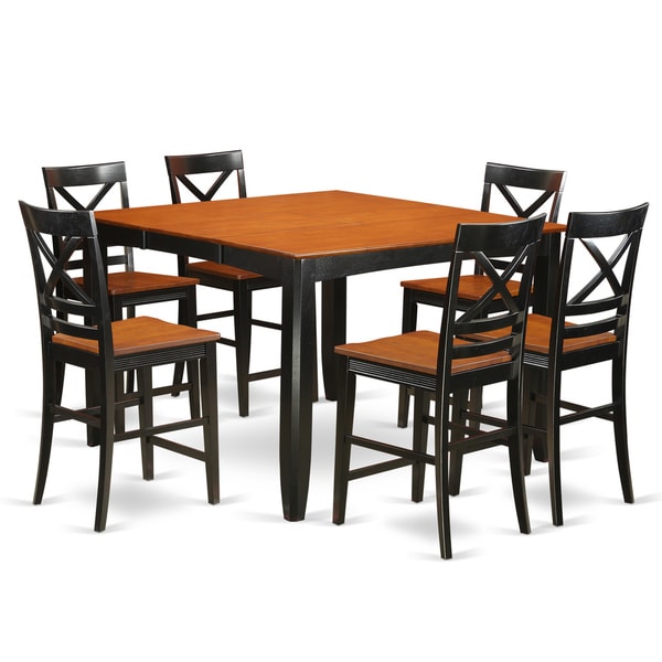 FAQU7H-BLK-W 6-stool 7-piece Counter-height Dining Table Set - Overstock - 12022853