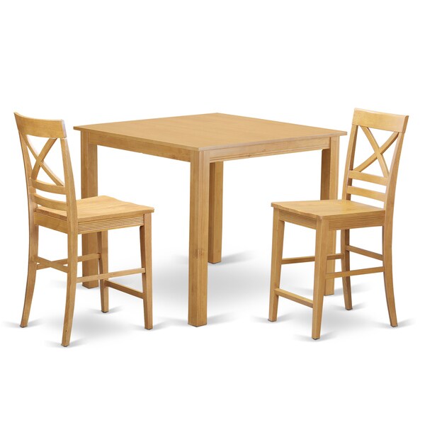 Oak Finish Rubberwood 3 Piece Dining Room Pub Set With Counter Oak Finish Rubberwood 3 Piece Dining Room Pub Set With Counter Height Table And 2 Chairs N A Free Shipping Today 12022898